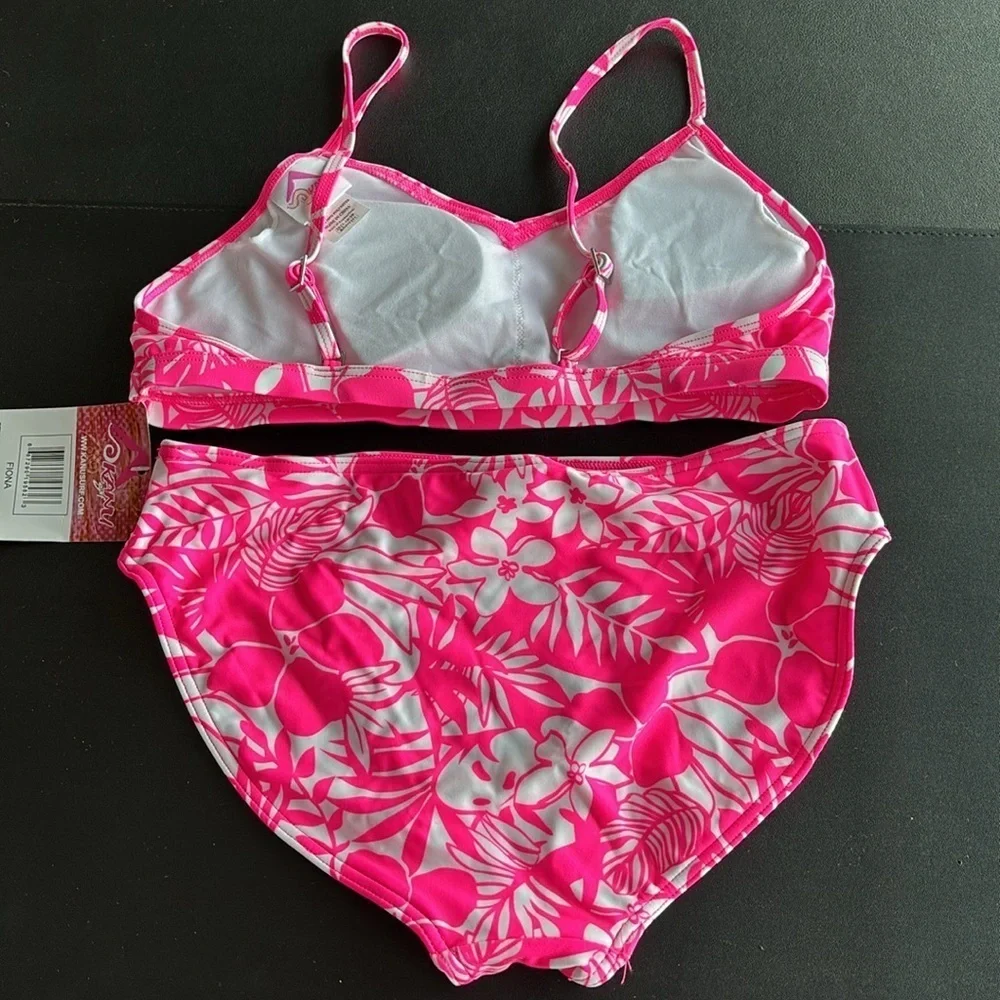 Kanu Surf UPF 50+ Fiona 2 piece adjustable strap,removable pads neon pink floral